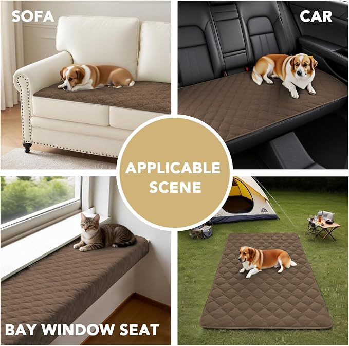 H.VERSAILTEX Chenille Couch Cover for Dogs Washable Soft Fuzzy Chair Covers for Living Room Sectional Sofa Cover Thick Pet Couch Cover Protector Non-Slip Dog Bed Cover(Coco Mocha, 28" x 34")