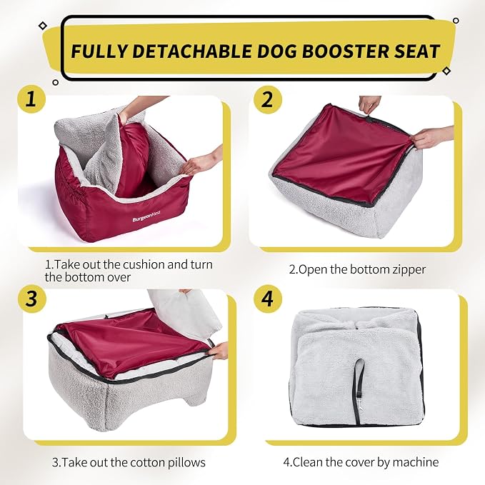 Dog Car Seat for Small Dogs & Cats Under 25 lbs, Red