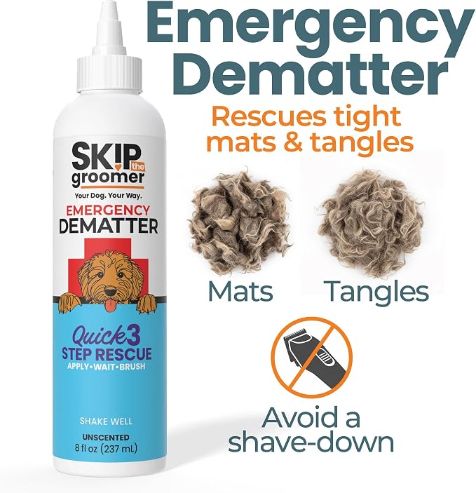 Dematting Cream + Rake Brush - Mat & Tangle Remover Kit | Cream + Rake Brush 2-Step Mat Kit: Apply, Wait 2 Min, Brush Outside-In. For Doodle Coats. No Rinse.
