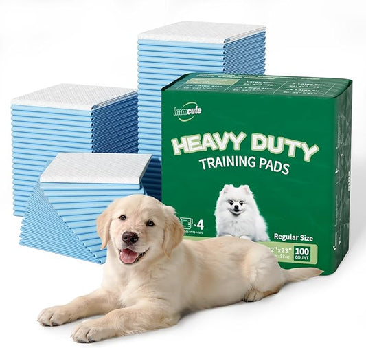 IMMCUTE 100 Count Premium Puppy Pads, 22"x23" Dog Pee Pads – Ultra-Soft Heat-Sealed, 6-Layer Leak-Proof & Super Absorbent Potty Training Pads for Dogs, Cats, Pets | Crate Training & Indoor Use, Blue
