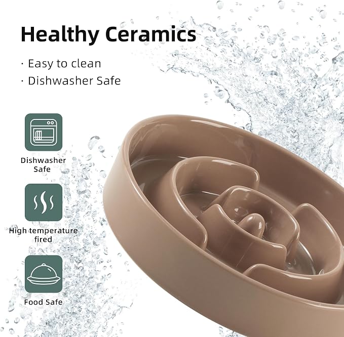 Havniva Dog Bowls Slow Feeder, Ceramic Slow Feeder Dog Bowls for Fast Eater | 1.2 Cups Dog Food Bowl Puzzle Feeder, Slow Feeding Bowls for Small & Medium Breed, Non-Slip Base, Anti-Choking