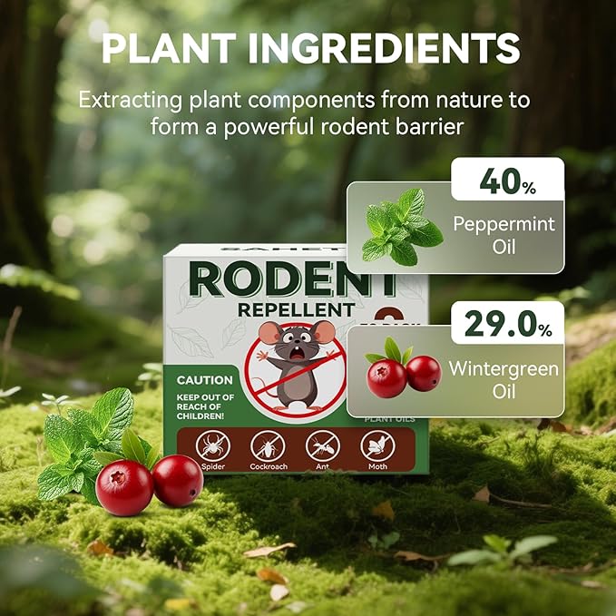 Rodent Repellent 33 Balls, Peppermint Oil Mouse Repellent Indoor & Outdoor Use, Natural Moth Balls for Rodent Mice Repellent for Home, Garage, Car, RV & Garden