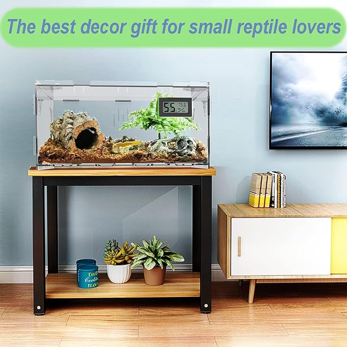 Acrylic Reptile Breeding Box Terrarium Cage Tank, 11.8"x7.9"x5.9", with Temperature Hygrometer, for Small Reptiles, Snakes, Insects, Home Office