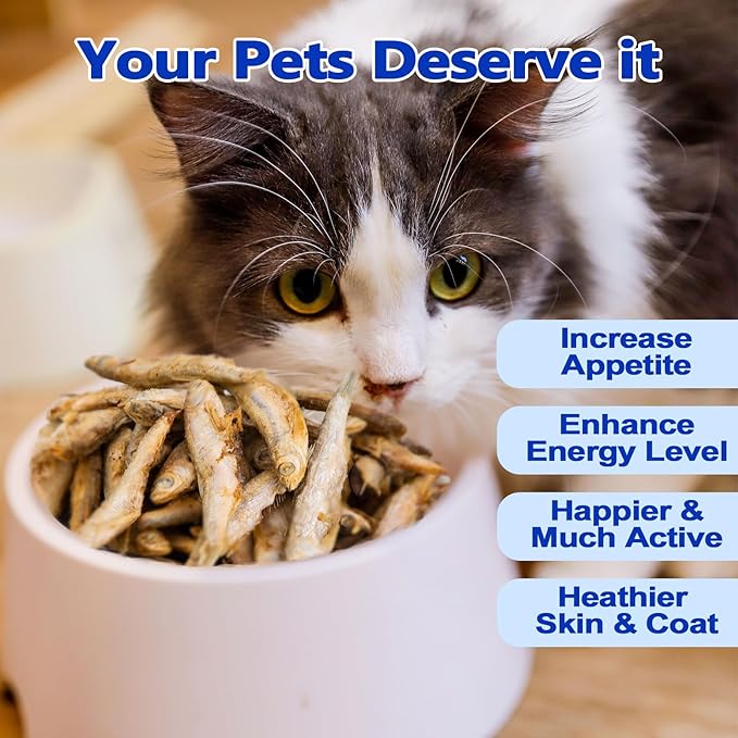 Amzey 3.5oz Minnows Dog Treats - Freeze Dried Minnows Cat Treats - High Protein & Premium Quality Training Treats - Bulk Package (1.6" to 2.8" Length Each)
