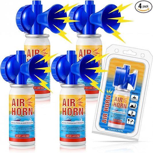 4 Pack 1.4oz Mini Air Horn, 122DB Very Loud Air Horns Can, Marine Boat Horns for Safety, Meet Coast Guard, Fog Blow Horn Boat Accessories, Ideal for Boating, Camping, Hiking