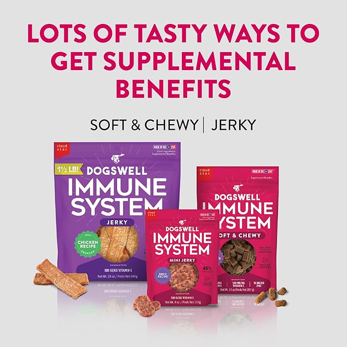 Dogswell Immune System Jerky Dog Treats, Duck, 20 oz. Bag