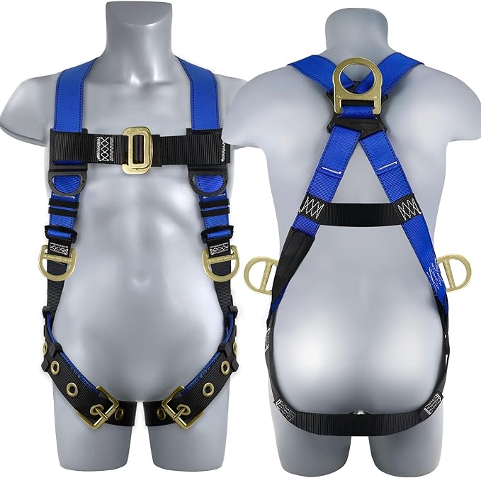 TRSMIMA Safety Harness Fall Protection - Men Construction Roofing Work | Full Body Safety Harness Adjustment Back D-Ring Grommet Legs ANSI