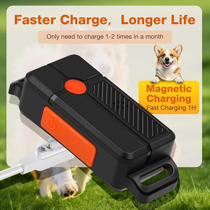 Wireless GPS Dog Fence Collar, Real-Time Dog Tracker with Health Monitor, Custom Virtual Fence, No Base Station Needed, Activity Tracking App, Waterproof
