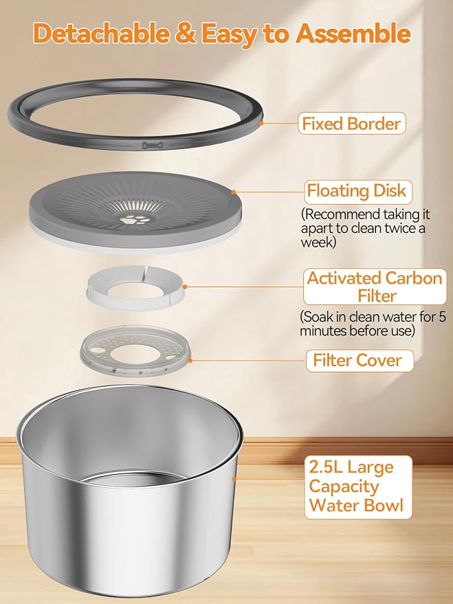 2 Pcs No Spill Dog Water Bowl for Crate, 2.5L Stainless Steel Hanging Kennel Bowls with Adjustable Height, Anti-Splash Water & Food Bowl Set for Cage Kennel Crate, Medium Large Dogs (Grey)