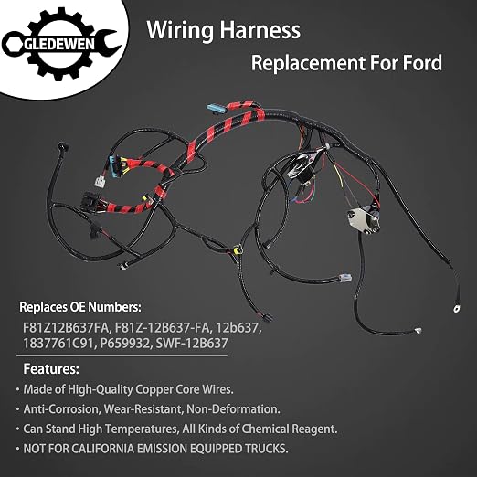 Engine Wiring Harness 7.3 L, Stand Alone Wire Harness, Fits 02-03 Ford F250 | Compatible with 2002 2003 Ford F350 F450 F550 Super Duty, Excursion, F81Z-12B637-FA, F81Z12B637FA, Standalone Wiring Harness