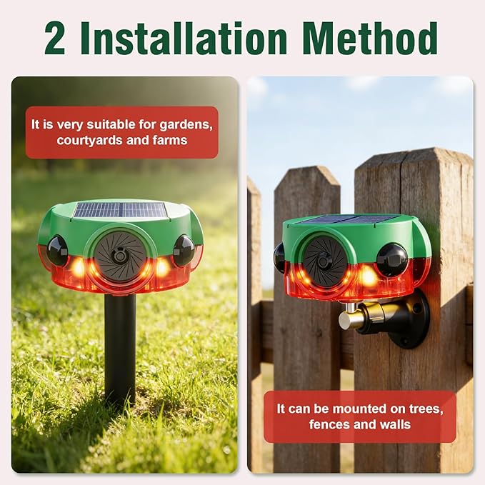 ChunHee Outdoor Motion Sensor Alarm, Barking Dog Alarm with 360° Detection, Supports Voice Recording, Adjustable Volume, 120dB Motion Activated Alarm for Home, Garden, Yard, Farm – 2Pack