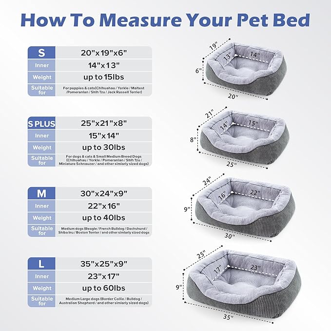 Small Dog Bed for Small Dogs, Cat Beds for Indoor Cats Washable, Orthopedic Dog Bed, Warming Soft Calming Sleeping Puppy Bed Durable Pet Bed with Anti-Slip Bottom S(20"x19"x6")