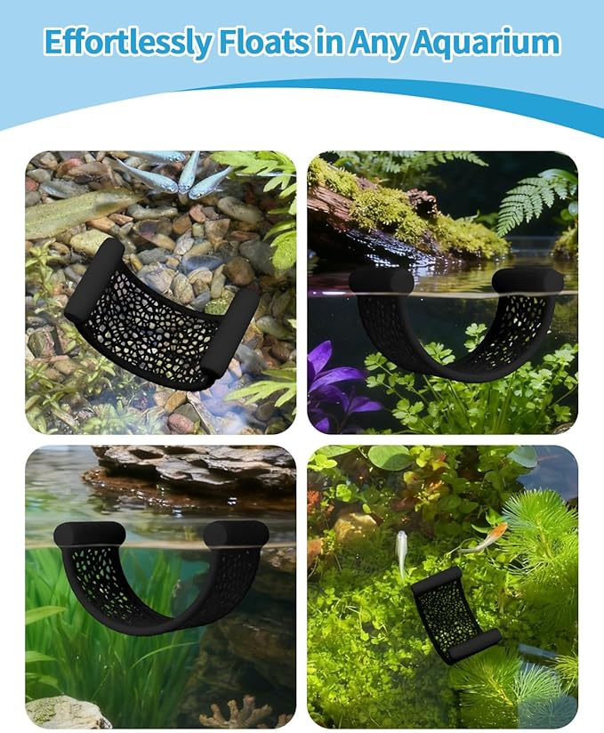 Floating Betta Hammock, Betta Fish Hammock, Floating Rest Platform or Small Aquariums, Nano Tanks, Shrimp, Corydoras, Betta Fish Tank Accessories, Fish Tank Decor, 3D Printed Aquarium Decor (Black)