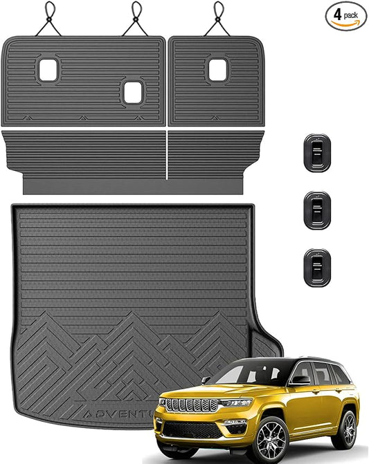 KUST Cargo Trunk Liner for Jeep Grand Cherokee 5 Seats 2022-2026 (Include 4XE, Not for WK & L), Rear Cargo Mat with Back Seat Protector for Grand Cherokee Accessories Cover TPE Rubber Raised Edge
