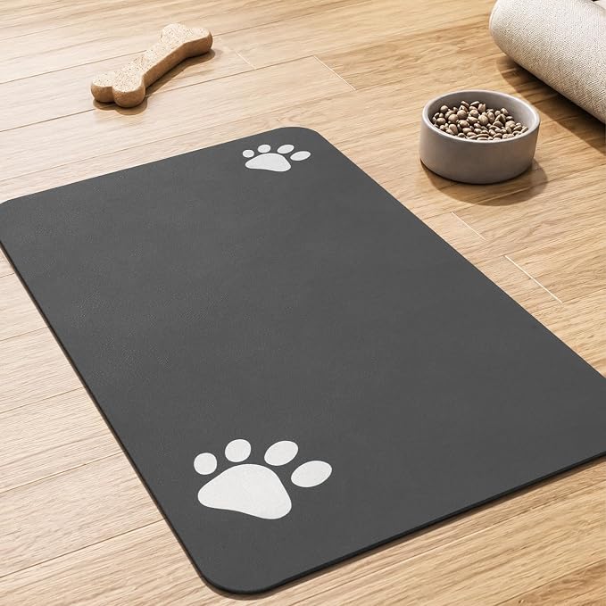 PADOOR Pet Feeding Mat-Absorbent Dog Mat for Food and Water Bowl-No Stains Easy Clean Dog Food Mat-Quick Dry Water Dispenser-Puppy Supplies Accessories