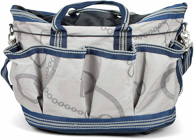 Jeffers Poplar Head Grooming Bag – Horse Grooming Organizer Tote with Pockets for Brushes, Tools, Clippers, Shampoo, Detangler – Stable Barn Kit Carrier for Horses, Pets, Latte Snaffles & Irons