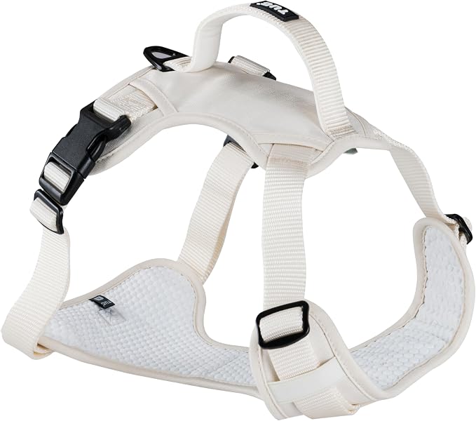 TUG No-Pull Dog Harness, 2 Leash Clips + Padded Handle (XL, Cream) | Water-Resistant Padded Interior | No-Pull Front Clip | Padded Back Handle | Adjustable Straps