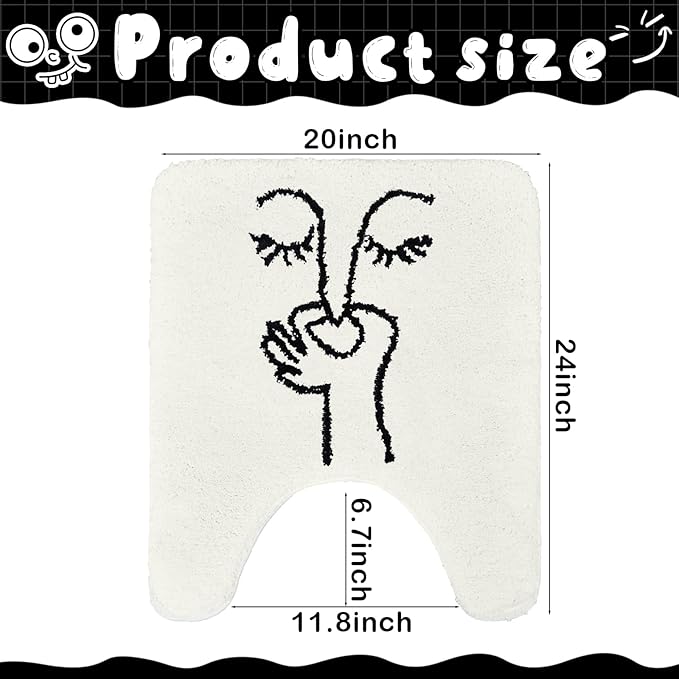 Drydiet Toilet Rug U Shaped Washable Soft and Absorbent Bathroom Rugs Non Slip Bath Mat Machine Wash Bathroom Contour Rug for Toilet Base, 24 x 20 Inch(Bad Smell Humorous)