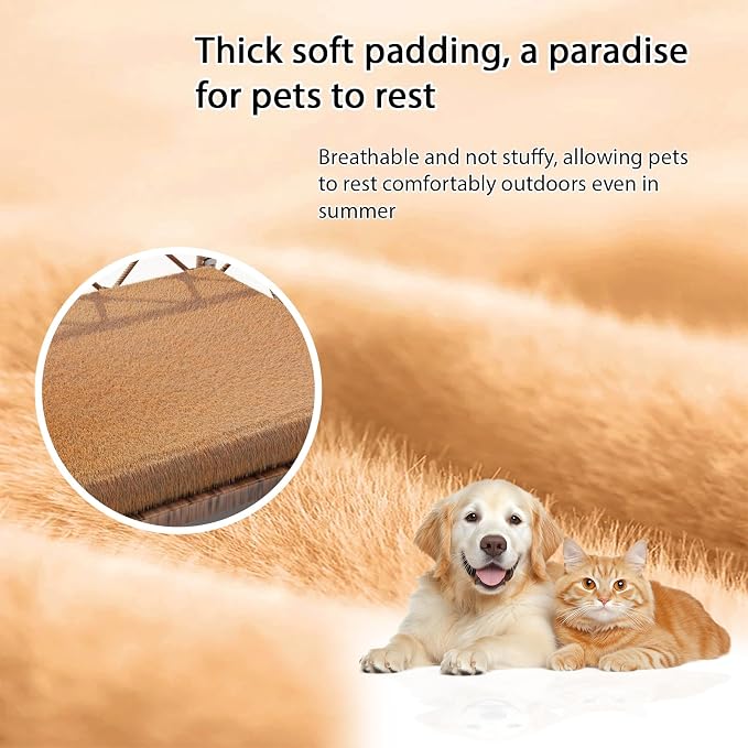 Elevated Indoor & Outdoor Dog Bed for Small Dogs, Durable Rattan Wicker Pet Sofa with Removable Washable Waterproof Cushion, Stylish Dog Couch, Brown