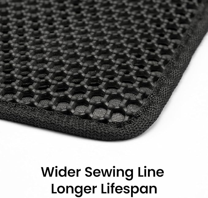 Cat Litter Mat Compact Size 23.6"x14.6" for Small Spaces, Upgrade Waterproof Leakproof Back Layer, Honeycomb Trapping Mat, Washable, Easy to Clean, Scatter Control Kitty Litter Matt, Black, 2 Packs