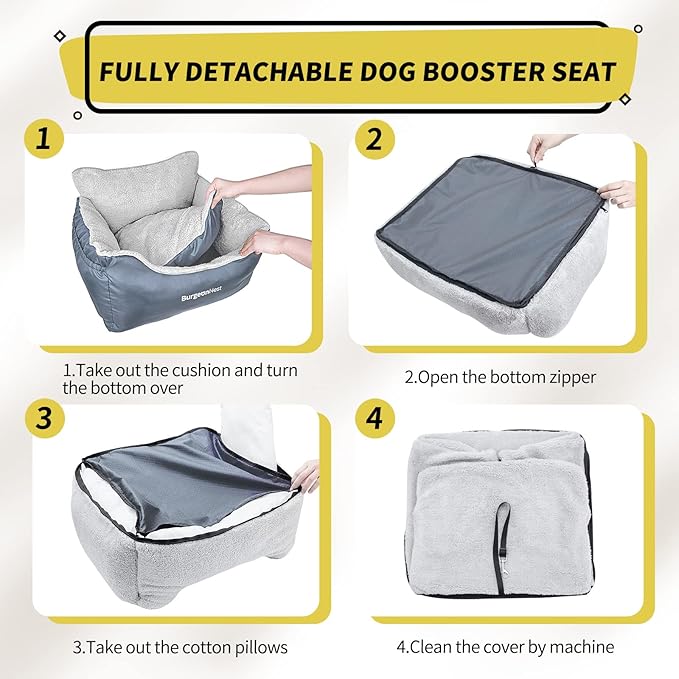 Dog Car Seat for Small Dogs & Cats Under 25 lbs, Grey