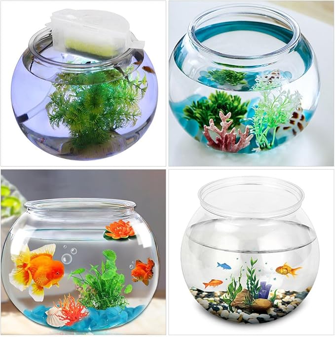 Beavorty Plastic Fish Bowl 0.5 Gallon Clear Spherical Aquarium Tank for Small Goldfish Betta Turtle Desktop Decor Mini Water Garden
