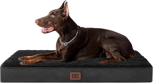 EHEYCIGA Orthopedic Dog Bed Large with Removable Washable Cover, 44IN Black | Egg Crate Foam Support, Durable Oxford fabric, Non-Slip Bottom, Machine Washable, Soft Waterproof Plush Pet Bed Mat For Crate