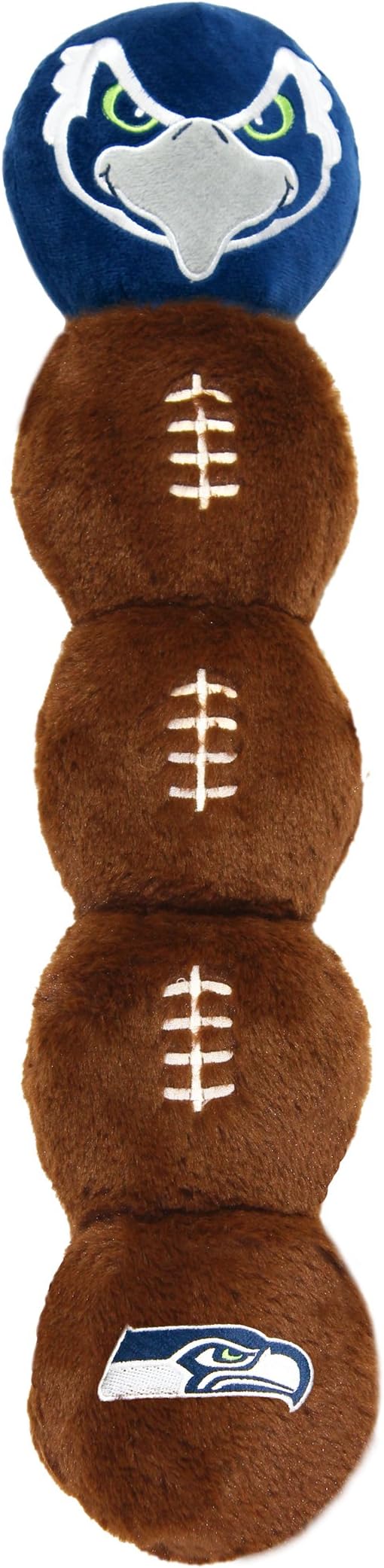 NFL Seattle Seahawks PET GIFT BOX with 2 Licensed DOG TOYS, 1 Logo-engraved NATURAL DOG TREAT, 1 NFL JERSEY, 1 NFL Puppy Training Bells & 1 Car Seatbelt