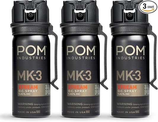 POM MK3 Pepper Spray, Belt Clip Model, Maximum Police Strength OC with UV Marking Dye, Quick Flip Top Safety, 360° Performance at Any Angle, Powerful Accurate Stream, 18 ft Range, 1.8 fl oz