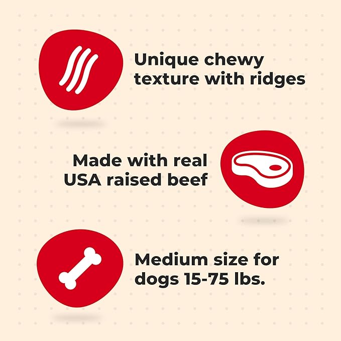 Milk-Bone Comfort Chews, Dog Treats with Unique Chewy Texture and Real Beef, 9 Chews (Pack of 4)