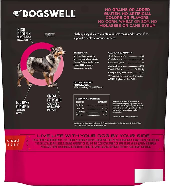 Dogswell Immune System Jerky Dog Treats, Duck, 20 oz. Bag