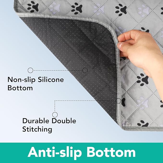FUWERY Washable Pee Pads for Dogs ,30"X34", Thick Heavy Absorbency Reusable, Prevent Leakage, Non-Slip Pee Pads for Puppy Playpen,Potty Training, Grey, 2 Packs