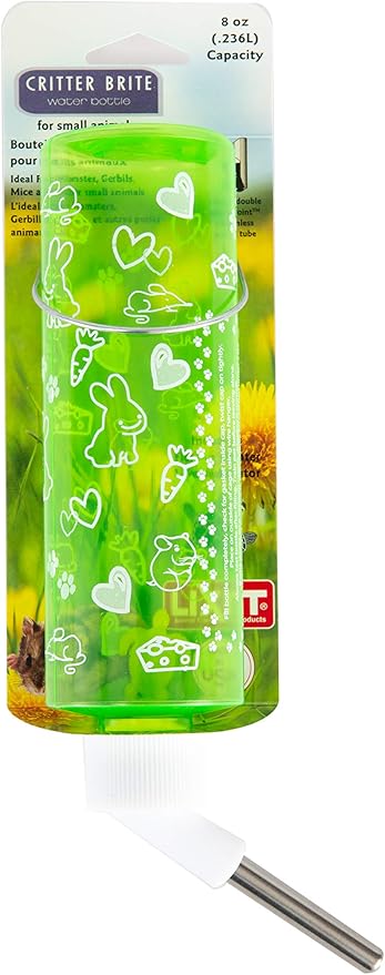 Lixit® Critter Bright Water Bottles for Hamsters, Rabbits, Chinchillas, Ferrets, Guinea Pigs and Other Small Animals - Made in USA (Blue (Pack of 2), 8 Ounce)
