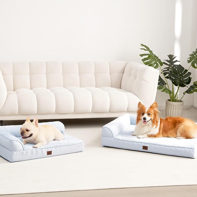 EHEYCIGA Memory Foam Dog Bed for Crate, Large Orthopedic Dog Bed, Washblue | Washable Removable Cover, Waterproof Flat Pet Sofa Couch with Nonskid Bottom, 36x27x6