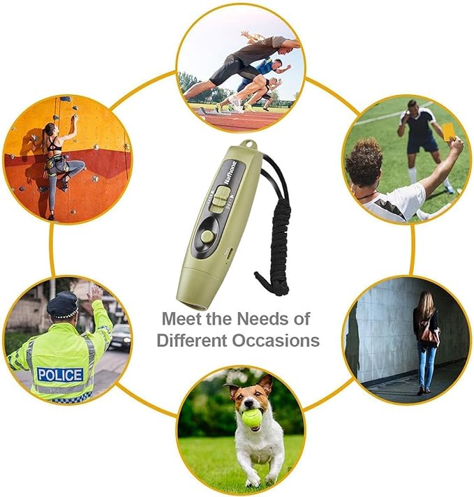 Rechargeable Bear Horn to Scare Bears, 125dB Electronic Air Horn with LED Flashlight & Compass & Thermometer, Electronic Whistle Bear Bells for Safety Hiking Camping Emergency Self Defense