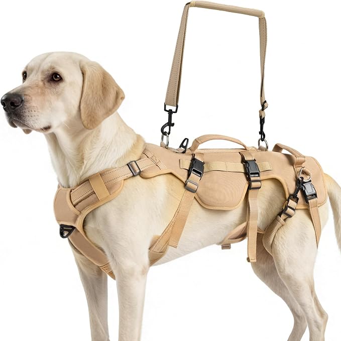 PUPTECK Dog Lift Harness for Medium Large Sized Dog, Rehabilitation Sling for Hind Leg Support, Multifunctional Mobility Assistance Harness for Old, Disabled, Joint Injuries, Paralysis Dog, Brown XL