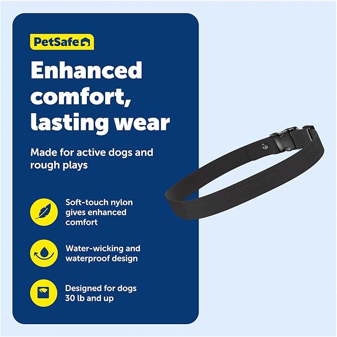PetSafe Replacement Strap for Guardian GPS + Tracking Dog Fence Collar & Guardian GPS Dog Fence Collar - Soft Touch Material - Waterproof Material - Adjustable - Durable Design - Black