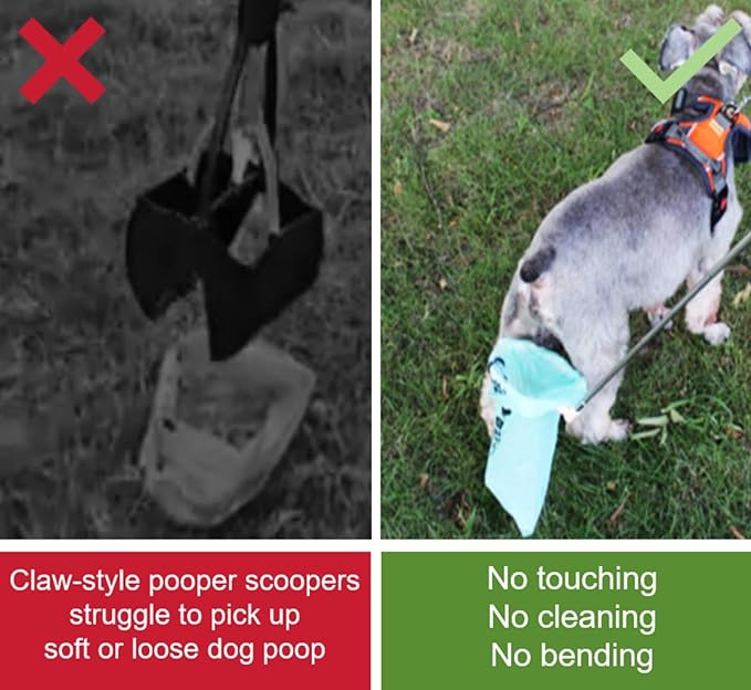 Pooper Scooper – Hands-Free, Bend-Free Dog Poop Catcher, No Cleaning Needed, Portable Dog Waste Pickup Tool for Yard & Walks
