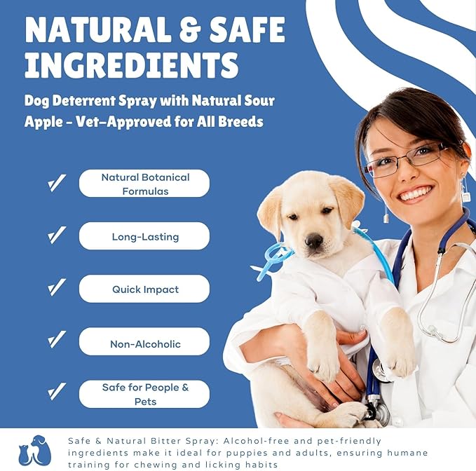 No Chew Spray for Dogs,Bitter Apple Spray for Dogs to Stop Chewing,Can Effectively Protect The Safety of Furniture,Plant,Shoes, Etc,Safe for People and Pets,Alcohol-Free, Indoor/Outdoor Use,100ML