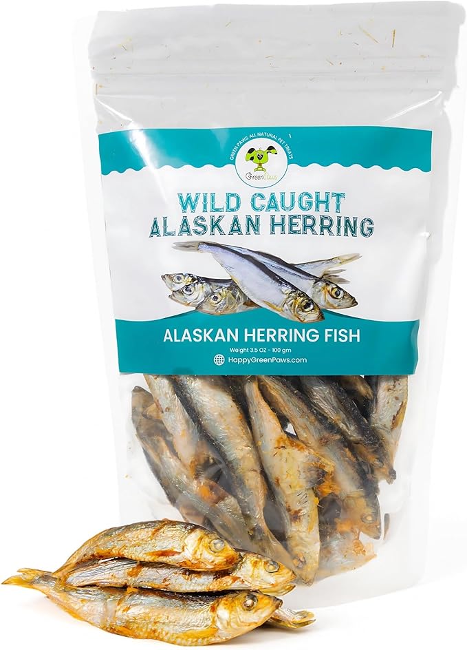Gluten Free Herring Dried Fish Pet Treats Pure Wild-Caught & Single Ingredient Snack Healthy Dog Treats, Made in Alaska Just The Rich in Protein Fish & Nothing Else (3.5 Oz Bag)