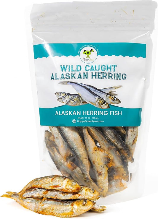 Gluten Free Herring Dried Fish Pet Treats Pure Wild-Caught & Single Ingredient Snack Healthy Dog Treats, Made in Alaska Just The Rich in Protein Fish & Nothing Else (3.5 Oz Bag)