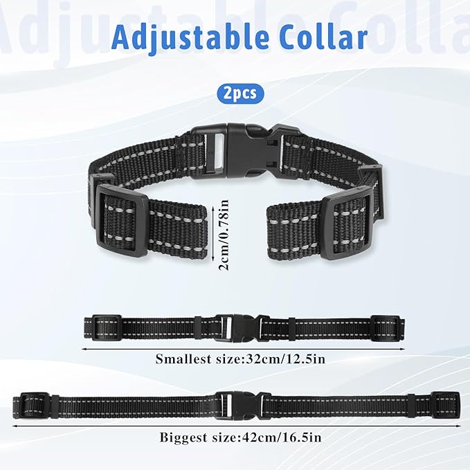 2 Pack Replacement Collar for Dog Training Collar Replacement Strap for GPS Tracker, Reflective Electronic Fence Training Barking Collar for Most Dog Training Collar Receivers