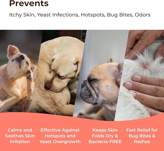 COAT DEFENSE Daily Preventative Powder | Made in USA | 3.5oz Waterless Dog Shampoo & Pet Deodorizer for Smelly Dogs | Provides Anti Itch Relief | Dog Shampoo for Dry Itchy Skin