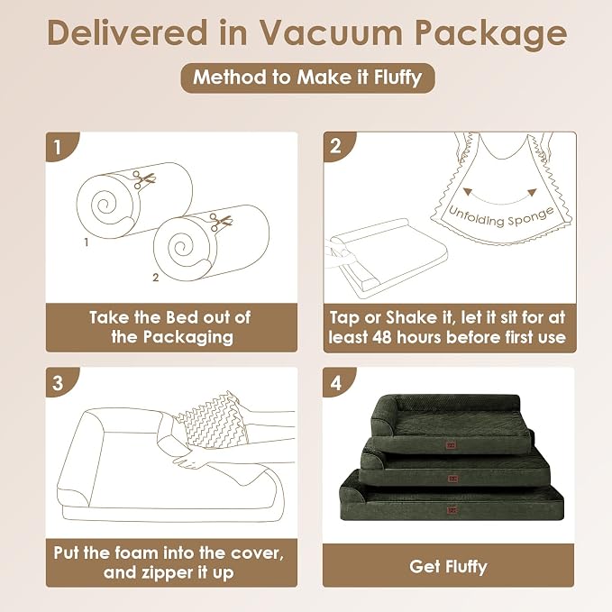 EHEYCIGA XXL Dog Bed Memory Foam, Orthopedic Giant Dog Bed Jumbo with Washable Removable Cover, Waterproof Pet Sofa Couch with Nonskid Bottom, 48x35x7.5, Dark Green | Washable Removable Cover, Waterproof Flat Pet Sofa Couch with Nonskid Bottom, 48x35x7.5