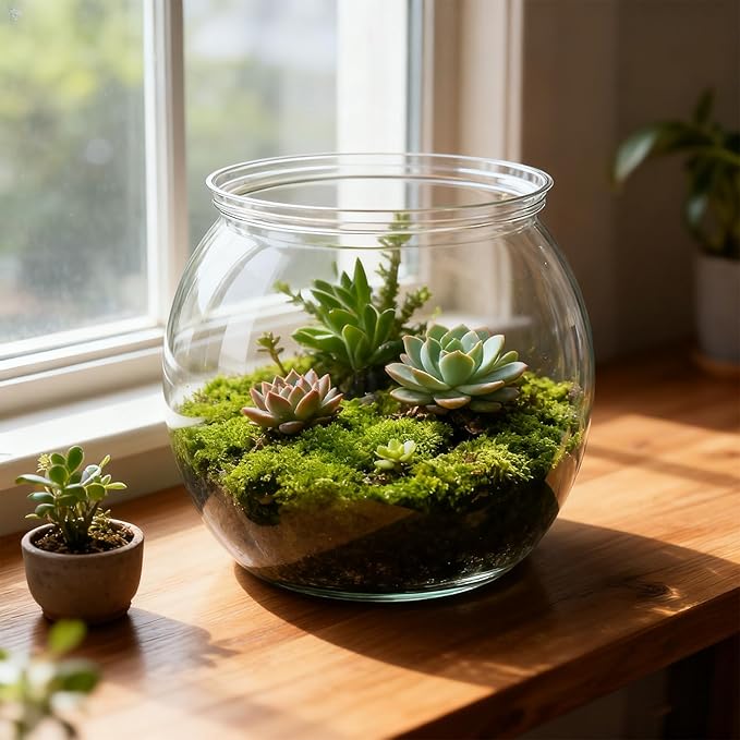 27 oz Mini Plastic Fish Bowl, Decorative Small Fishbowl, Clear Round Small Fishbowl Aquarium, Unbreakable Plastic Betta Fish Tank for Centerpiece Vases, Party Decorations and Home Decor