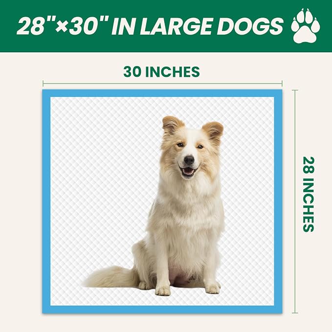 100 Count Large Dog & Cat Puppy Pee Pads - 28"x30" Absorbent Potty Training Pads | Leakproof Quick-Dry Disposable Pet Pads for Puppies, Dogs & Cats | Indoor, Outdoor, Litter Box, Housebreaking Use