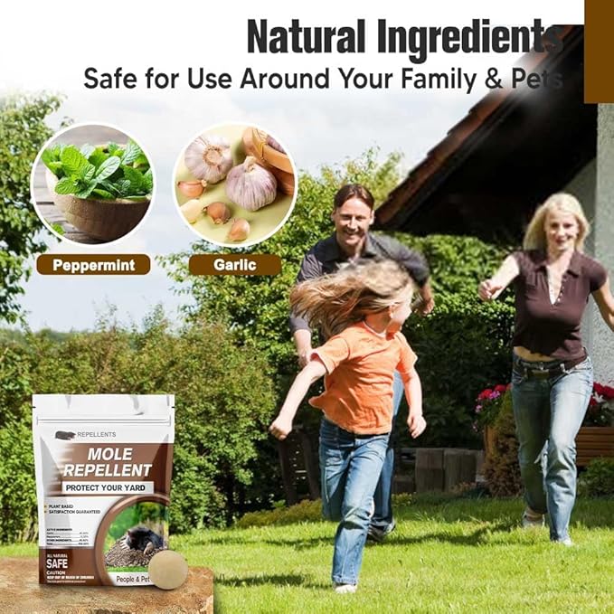 Mole Repellent for Lawns, Mole and Vole Repellent Outdoor, Gopher Repellent, Groundhog Repellent Outdoor, Armadillo Repellent, Mole Deterrent for Yard, Lasts Up to 3 Months, 8 Balls