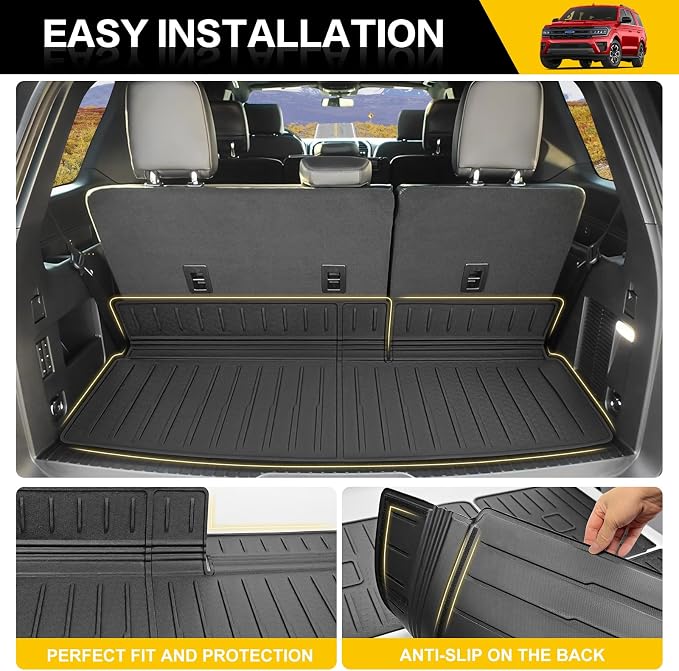 Rear Cargo Mat for 2018-2024 Ford Expedition/Lincoln Navigator Trunk Mat(Not for Max or L Models), All Weather Cargo Liner for 18-24 Expedition/Navigator Accessories