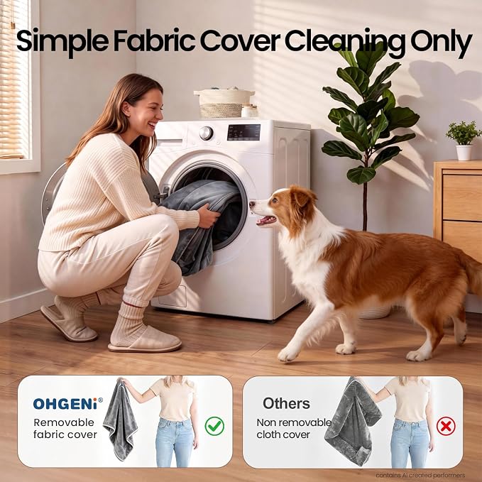 OhGeni Orthopedic Medium Large Dog Bed Sofa, Memory Foam, 35-inch (Gray) | Waterproof Pet Bed with Machine-Washable Removable Cover & Soft Comfortable Fabric