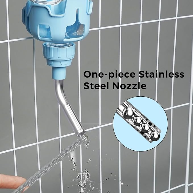 Vannon Dog Water Dispenser for Cage, 34oz Auto Feeding Crate Water Bottle for Dogs, Cats & Rabbits, Pet Nozzle Diameter: 12mm, BPA Free, Blue